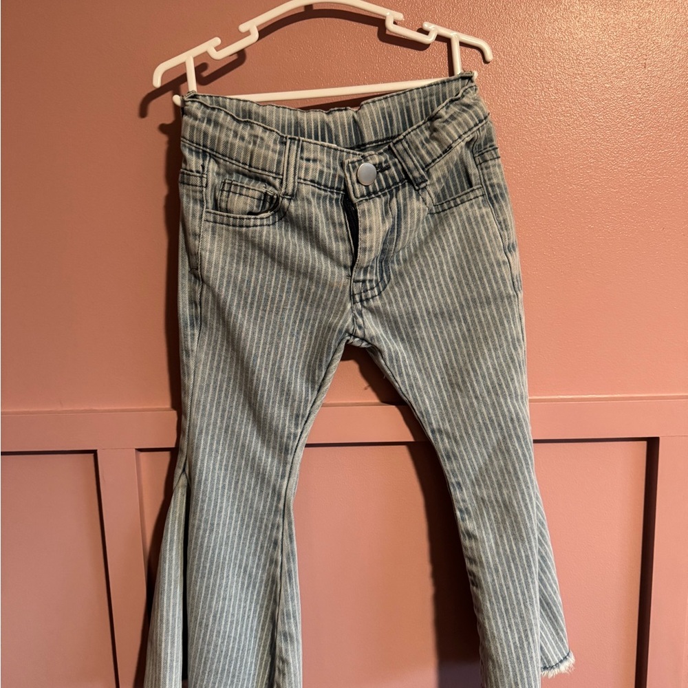Striped Gray Toddler Jeans